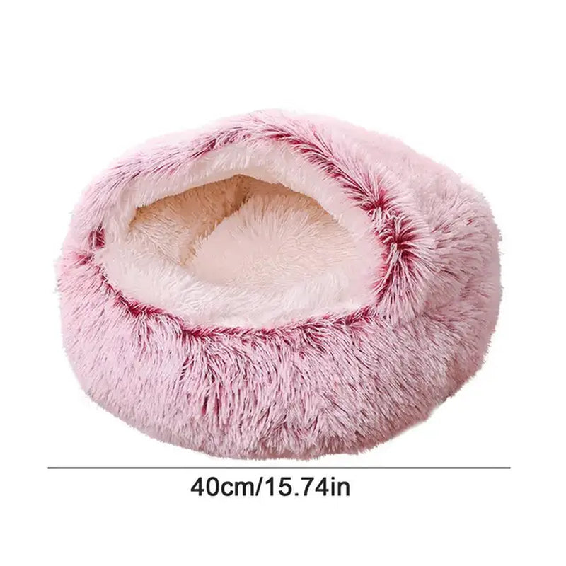 Soft Plush Pet Cave Bed for Cats and Dogs with Slip-Resistant Bottom