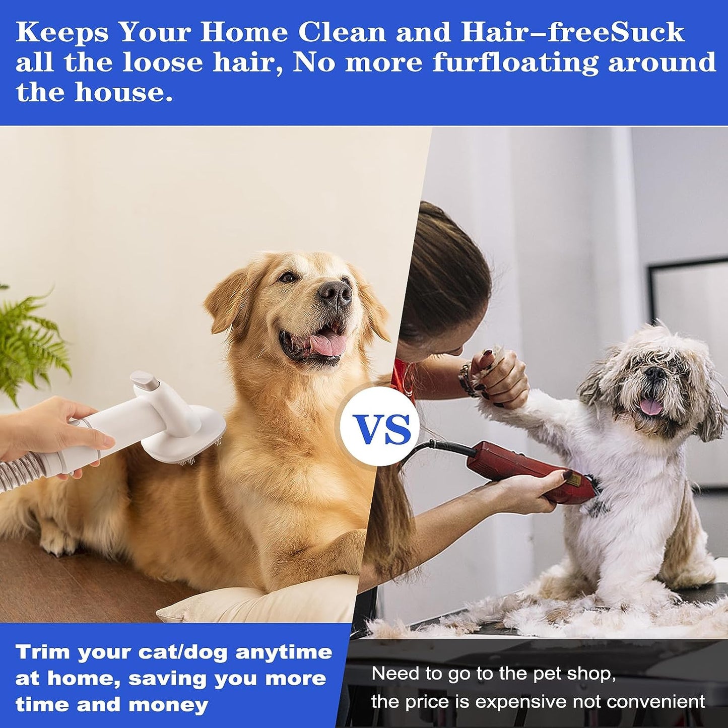 Low Noise 5-in-1 Dog Grooming Vacuum Kit