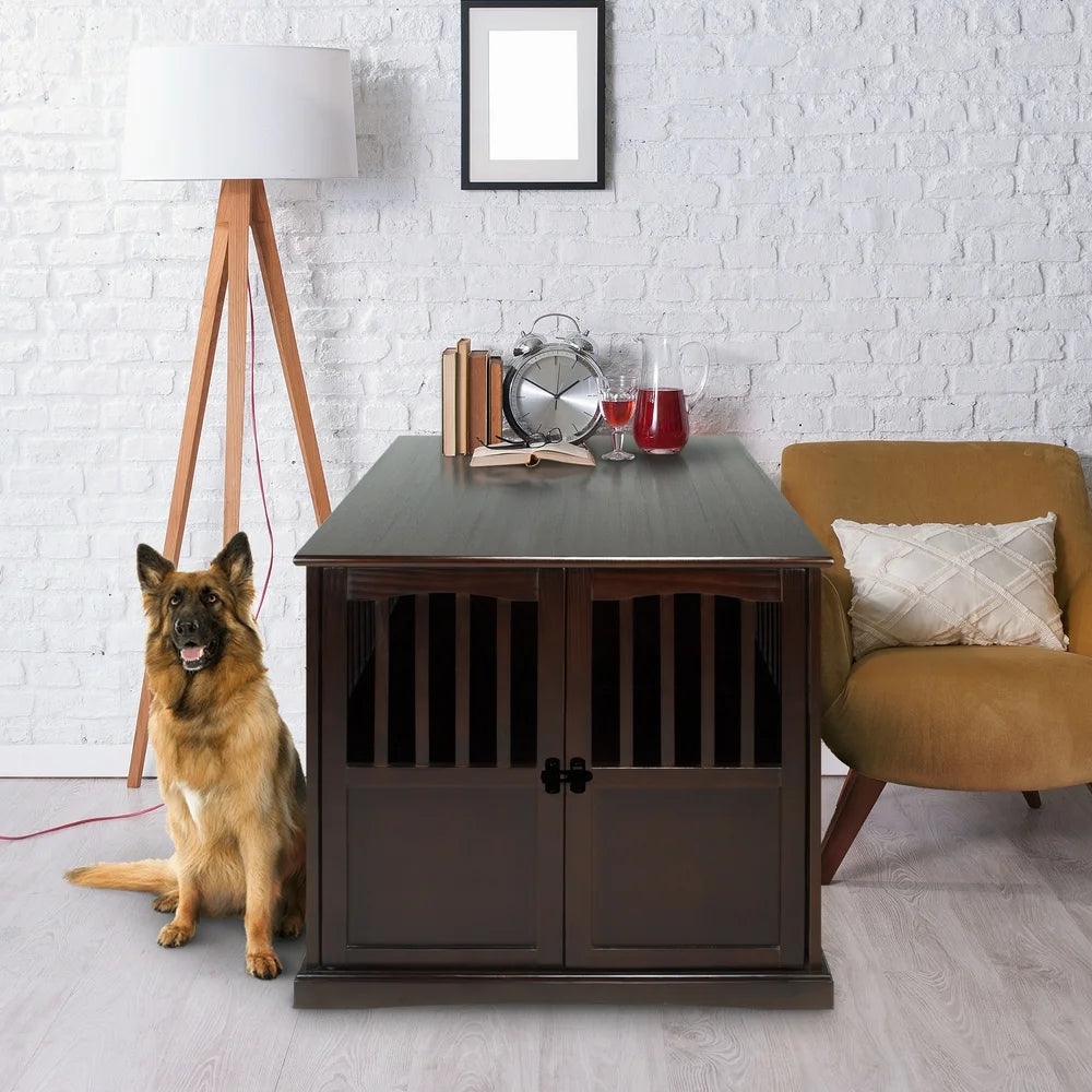 Wooden Indoor Pet Crate: End Table Night Stand Furniture